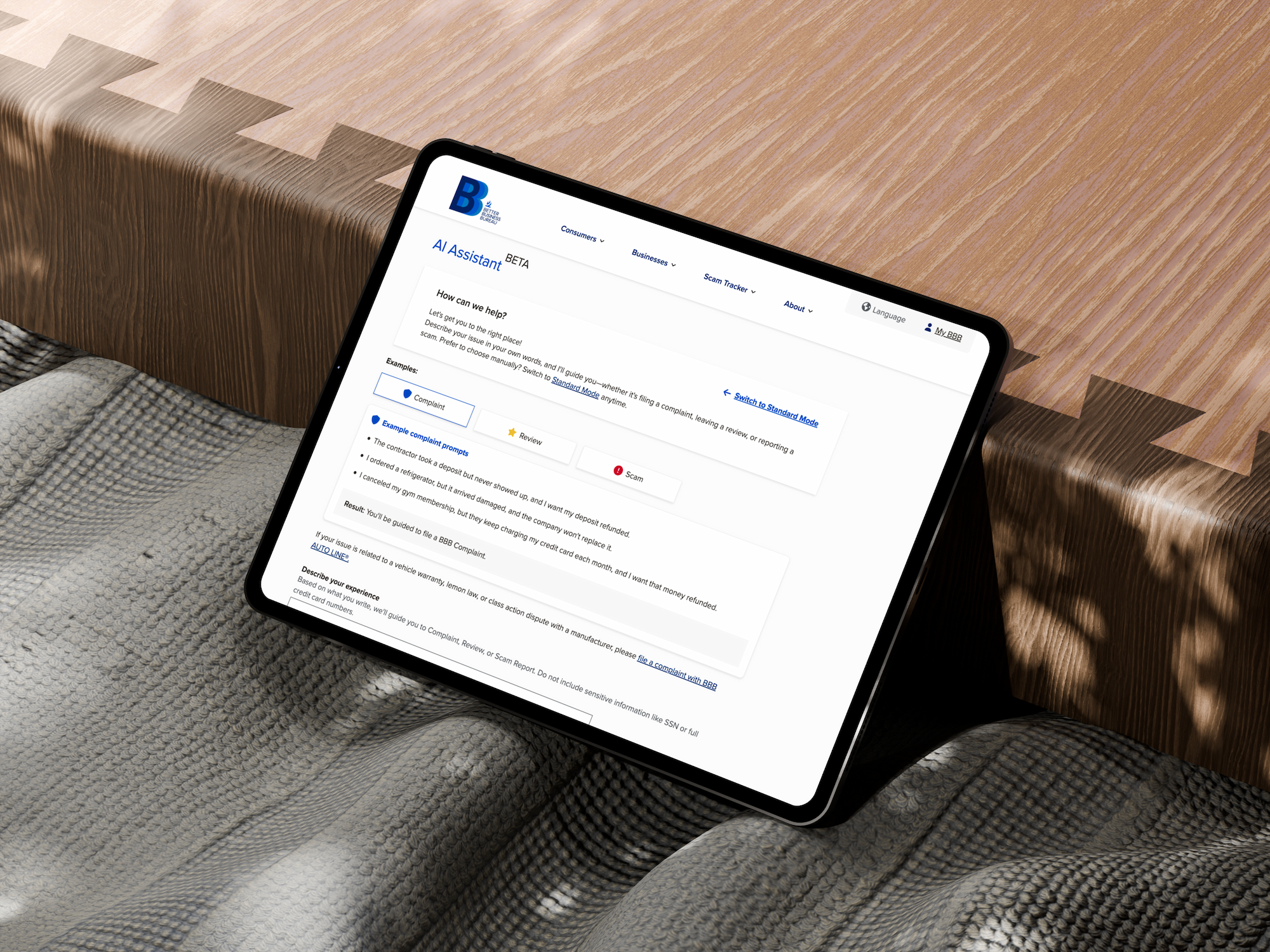 Conversational AI interface for web